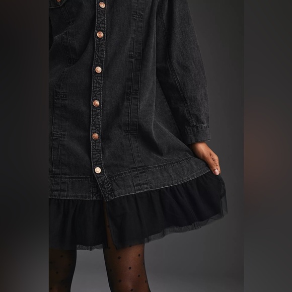 Anthropologie Pilcro Tulle & Denim Shirt Dress - Picture 4 of 15